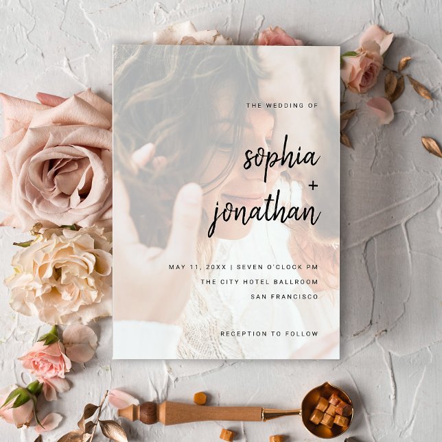Invitation Script minimaliste moderne | Mariage photo (Créateur téléchargé)