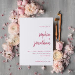 Invitation Script minimaliste moderne | Mariage rouge magenta<br><div class="desc">Ces invitations de mariage élégantes et minimalistes sont caractérisées par une typographie de script moderne magenta rouge et un texte sans serif propre sur un arrière - plan blanc pour un design simple et élégant que vous aimerez.</div>