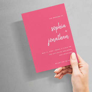 Invitation Script minimaliste moderne   Mariage rouge magenta