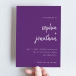 Invitation Script minimaliste moderne | Mariage violet coloré<br><div class="desc">Ces invitations de mariage élégantes et minimalistes sont caractérisées par une typographie de script moderne blanc et un texte sans serif propre,  pour un design simple et coloré violet que vous adorerez.</div>