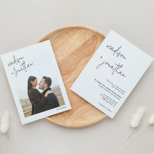Invitation Script minimaliste moderne Photo Mariage classique