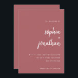 Invitation Script minimaliste moderne Terra Rosa | MARIAGE<br><div class="desc">Ces invitations de mariage élégantes et minimalistes sont caractérisées par une typographie écriture blanche et moderne et un texte sans serif propre pour un design simple et élégant couleur terra rosa que vous aimerez.</div>