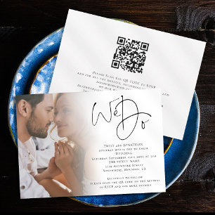Invitation Script Minimaliste Nous Faisons Photo QR Code Mari