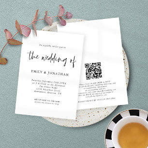 Invitation Script minimaliste QR Code N'importe quel Mariage