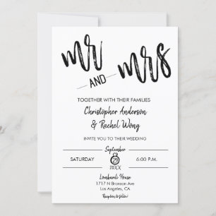Invitation Script minimaliste simple M. et Mme Mariage