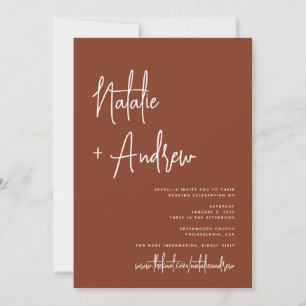 Invitation Script minimaliste Terracotta Mariage virtuel
