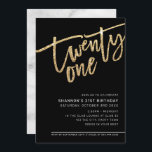 Invitation SCRIPT MODERNE 21e parties scintillant d'or du par<br><div class="desc">par kat massard >>> https://linktr.ee/simplysweetpaperie <<< Un design branché et écrit à la main pour votre 21E ANNIVERSAIRE - J'ai la plupart des âges disponibles en magasin CONSEIL :: 1. Pour modifier/déplacer des graphiques et des polices et ajouter du texte - cliquez sur le bouton "customiser". - - - -...</div>