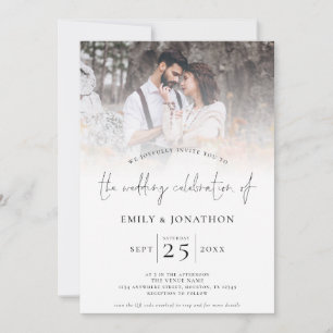 Invitation Script moderne 2 Photos superposer Mariage de code