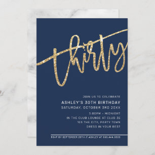 Invitation SCRIPT MODERNE 30 anniversaire parties scintillant
