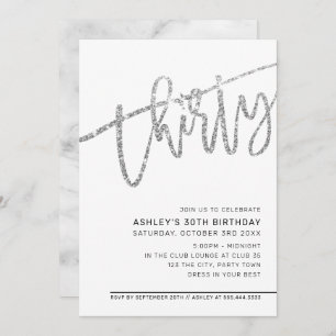 Invitation SCRIPT MODERNE 30e anniversaire parties scintillan