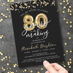 Invitation Script moderne 80th Birthday Streamers
