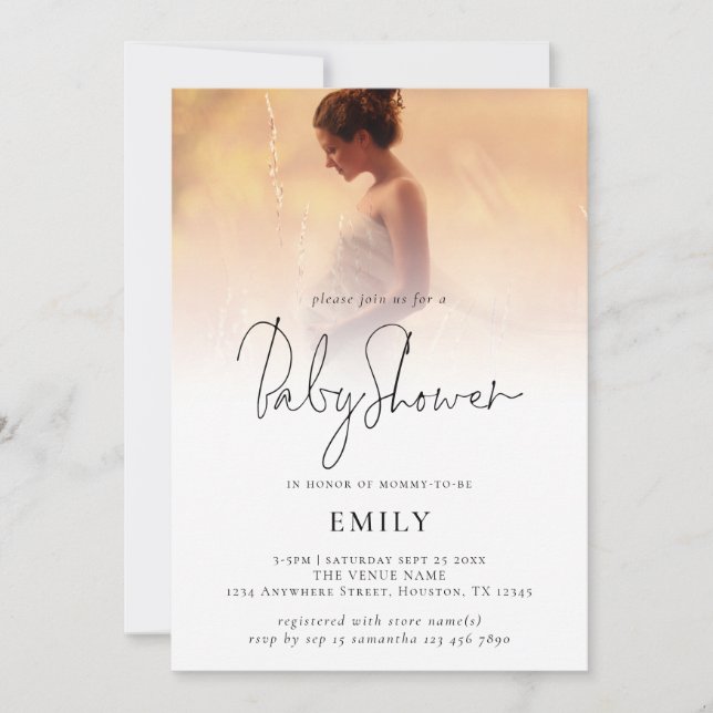 Invitation Script moderne Ajouter un Baby shower de superposi (Devant)