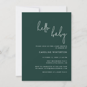 Invitation Script moderne Baby shower vert neutre genre
