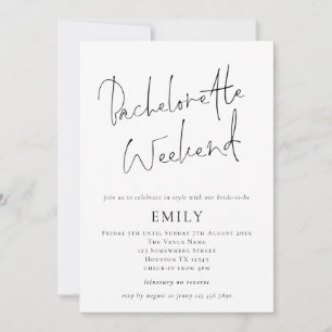 Invitation Script moderne Bachelorette Heekend Itinéraire