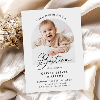 Invitation Script moderne Baptême et baptême religieux