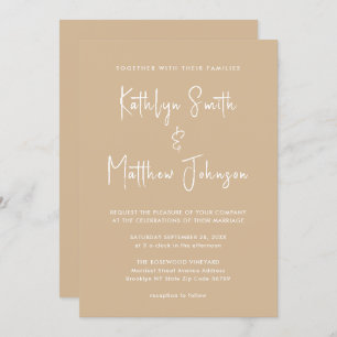 Invitation Script Moderne Beige Tout en un minimaliste Mariag