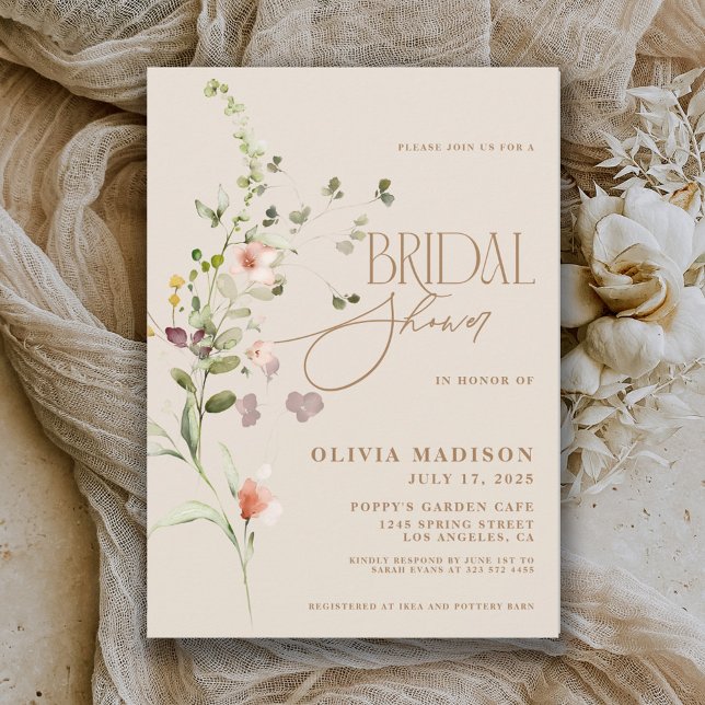 Invitation Script moderne Boho Flower Garden Fête des mariées (Créateur téléchargé)