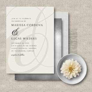 Invitation Script moderne Champagne Ampersand Mariage