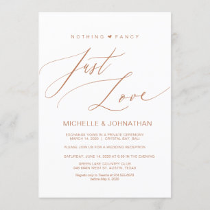 Invitation Script Moderne, Cuivre, Réception Elopement Mariag