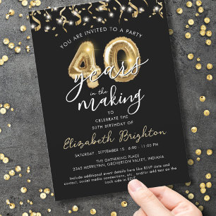 Invitation Script moderne de 40e anniversaire Streamers