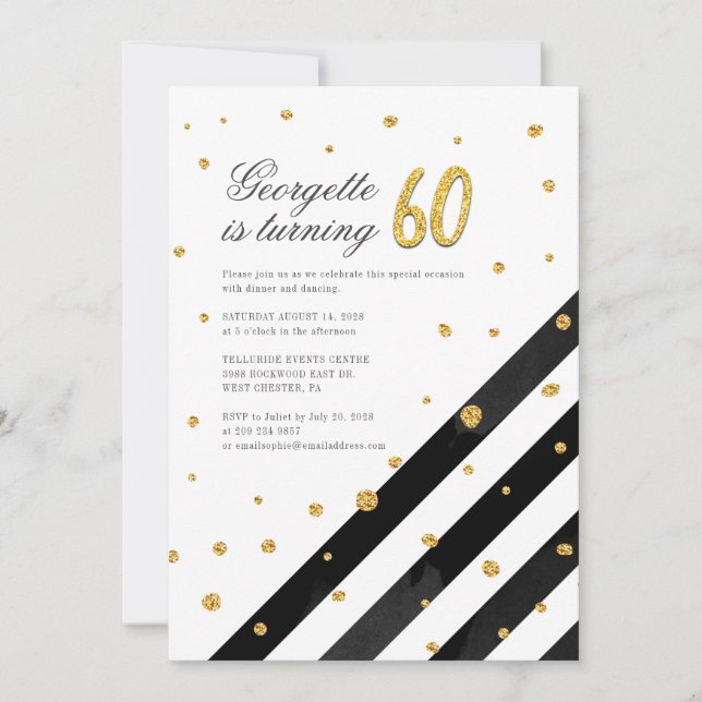 Invitation Script moderne de 60e anniversaire (Devant)