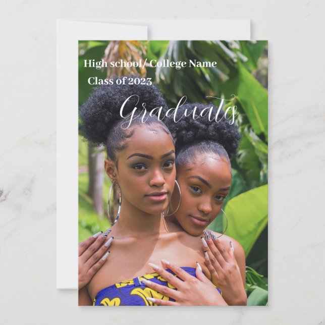 Invitation Script moderne Double Graduation party classe 23 (Devant)