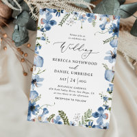 Script moderne Dusty Blue Flowers Mariage