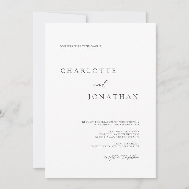 Invitation Script moderne élégant noir et blanc Mariage Invi (Devant)