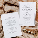 Invitation Script moderne élégant tout en un Mariage<br><div class="desc">Ce faire-part de mariage élégant et moderne présente un script de calligraphie unique associé à un style élégant. Les couleurs noir et blanc sont parfaites pour tout événement, formel ou décontracté. L'arrière de l'hôtel comprend tous les détails de votre mariage dans un seul endroit, ce qui en fait un endroit...</div>