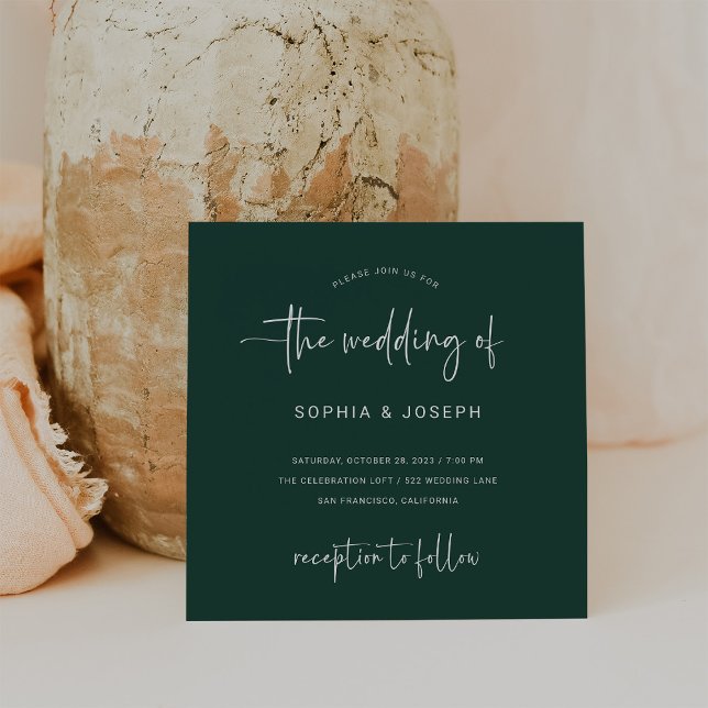 Invitation Script moderne | Emerald Green Mariage (Créateur téléchargé)