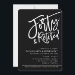 Invitation SCRIPT MODERNE Fête de 40e anniversaire retraité n<br><div class="desc">par kat massard >>> https://linktr.ee/simplysweetpaperie <<< Un design d'invitation à la mode, écrit à la main pour vos 40E ANNIVERSAIRE & Retraite ! - J'ai la plupart des âges disponibles en magasin CONSEIL :: 1. Pour modifier/déplacer des graphiques et des polices et ajouter du texte - cliquez sur le bouton...</div>