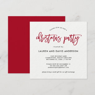 Invitation Script moderne   Fête de Noël rouge et blanc