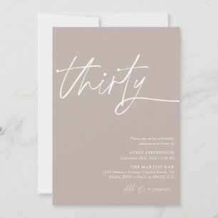 Invitation Script moderne fête du trentième anniversaire