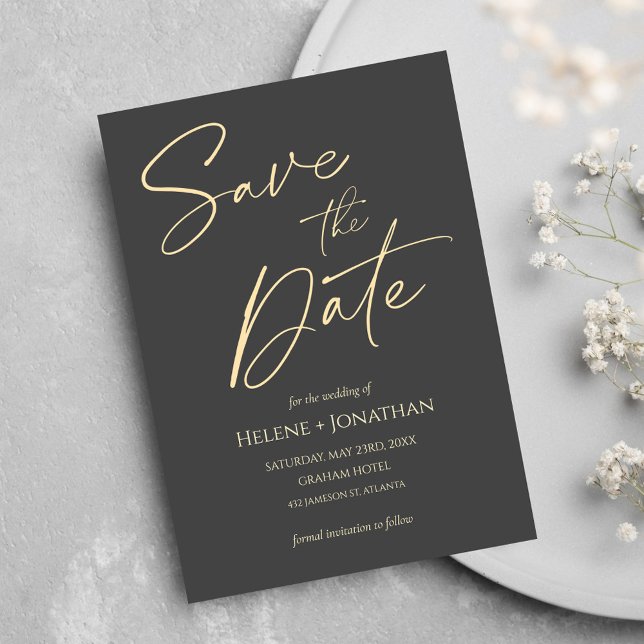 Invitation Script Moderne Mariage Élégant Enregistrer La Date (Script Modern Elegant Wedding Save The Date Invitation)