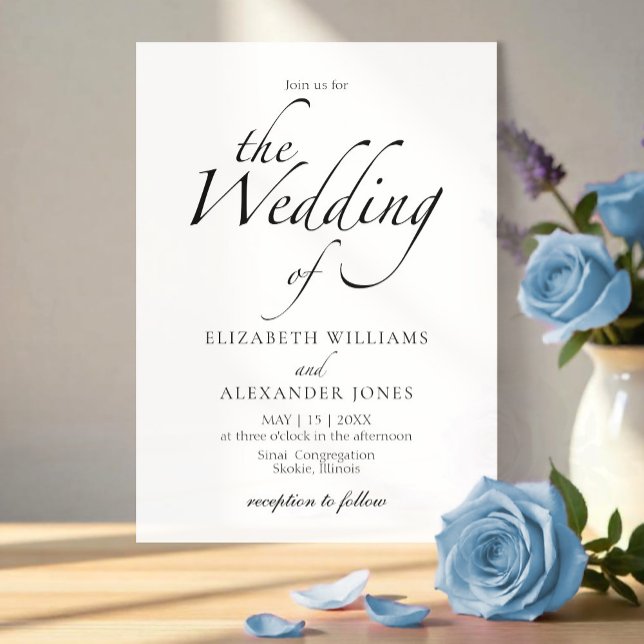 Invitation Script moderne Mariage noir et blanc (Créateur téléchargé)