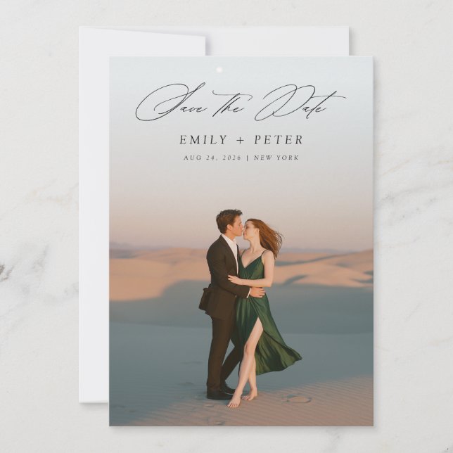 Invitation Script moderne mariage photo Enregistrer la date (Devant)