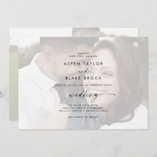 Invitation Script moderne   Mariage photo horizontal dégradé