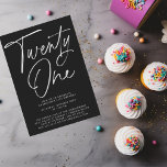 Invitation Script moderne minimaliste 21e fête d'anniversaire<br><div class="desc">Script moderne minimaliste 21st Birthday Party Invitation - Un design simple et moderne avec script de calligraphie moderne en noir et blanc. Notre modèle de haute qualité facilite la personnalisation de votre invitation.</div>