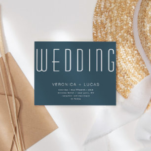 Invitation Script Moderne Minimaliste Bleu Et Mariage Blanc