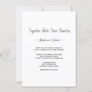 Invitation Script moderne minimaliste noir blanc Cool Mariage