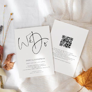 Invitation Script moderne Nous faisons QR Code Simple Mariage