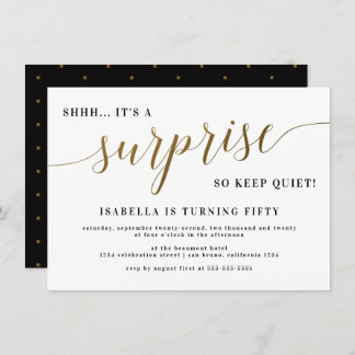 Invitation Script moderne or élégant Surprise Anniversaire