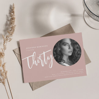 Invitation Script moderne Photo 30e anniversaire fête Dusty r