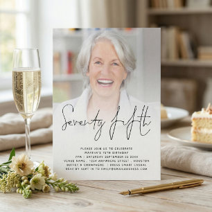 Invitation Script moderne Photo 75e anniversaire de fête Invi