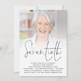 Invitation Script moderne Photo Overlay 70th Birthday Party
