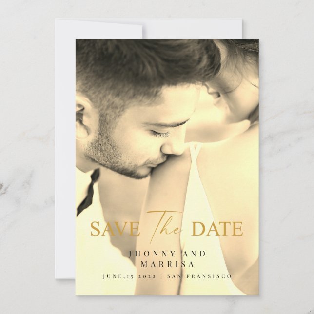 Invitation Script moderne | Photo Personnalisée Enregistrer L (Devant)