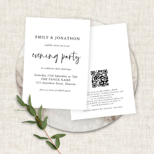 Invitation Script moderne QR Code Mariage Soirée Fête Invita (Créateur téléchargé)