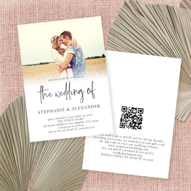 Invitation Script moderne QR Code Photo Overlay Mariage Invit (Créateur téléchargé)