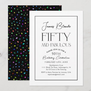 Invitation Script moderne rétro Cinquantième fête d'anniversa