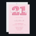Invitation Script moderne rose tendance 21e anniversaire<br><div class="desc">Invitation moderne Pastel Pink 21ème Anniversaire. Conception minimaliste de modèle d'invitation de 21e anniversaire avec police de script de calligraphie élégante.</div>